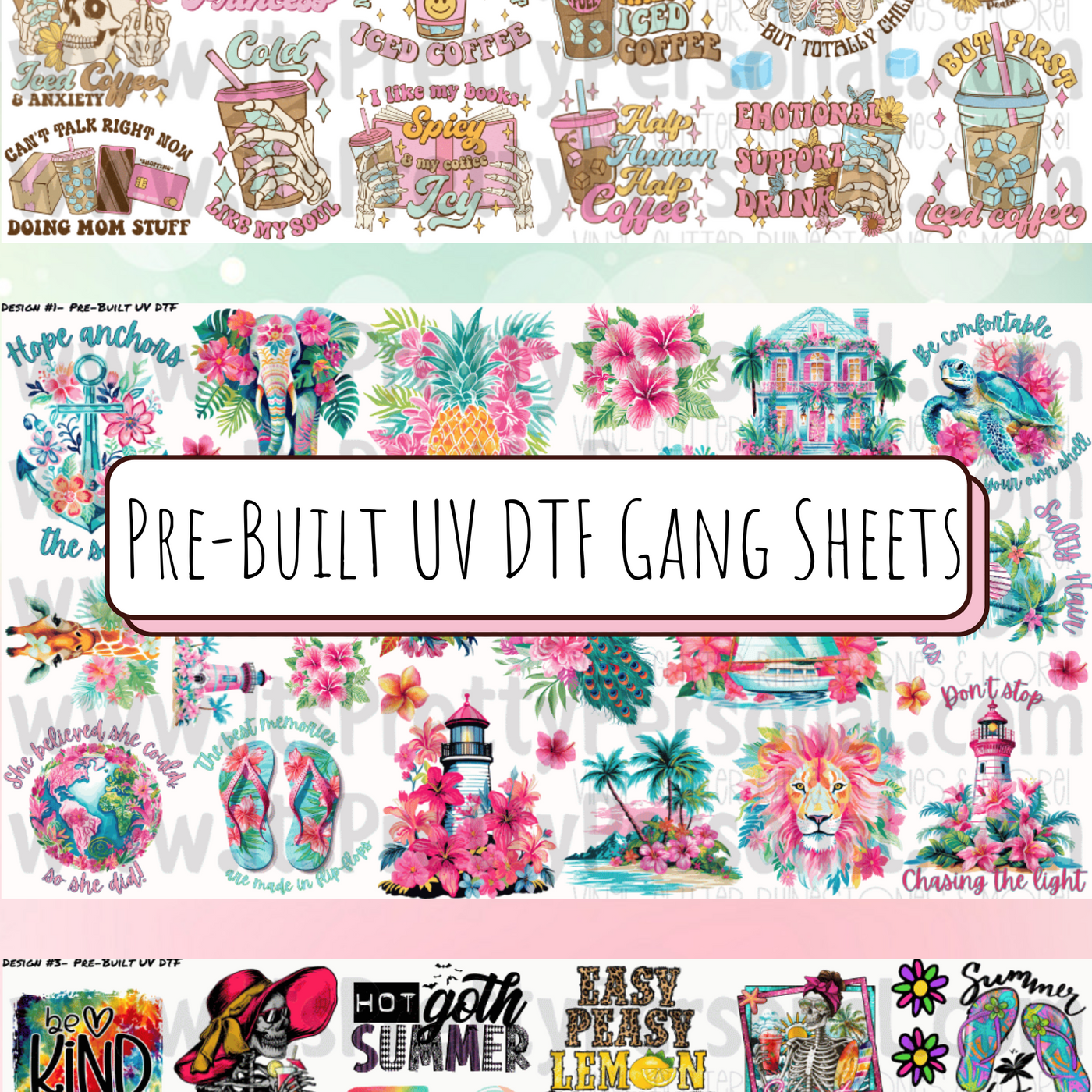 Pre-Built UV DTF Decal Gang Sheets- Ready to purchase!