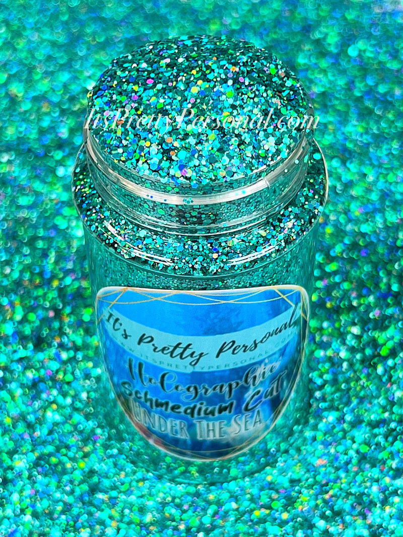 SCHMedium Cut- "Under The Sea" - Teal Blue Holographic Glitter