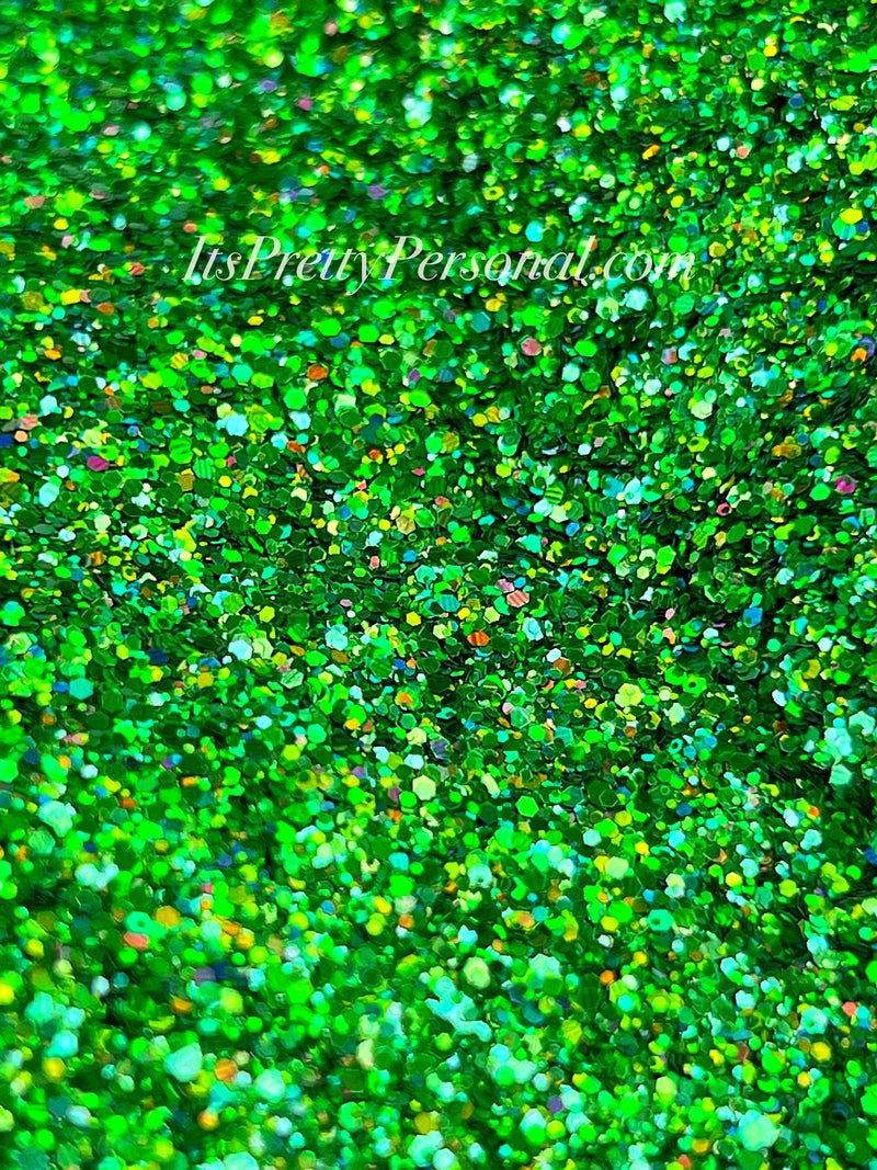SCHMedium Cut- "Cash Me Outside" -Green Holographic Glitter