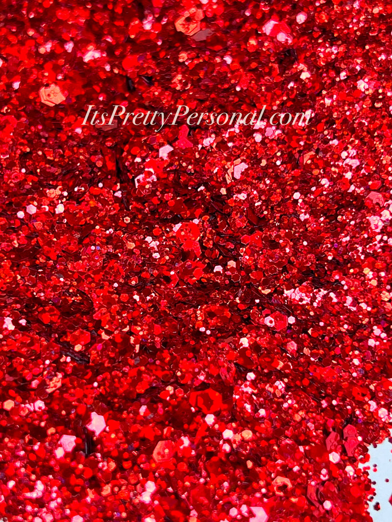 "Scarlet Celebration XL" -PARTY HOLOGRAPHIC- Red Holographic Glitter