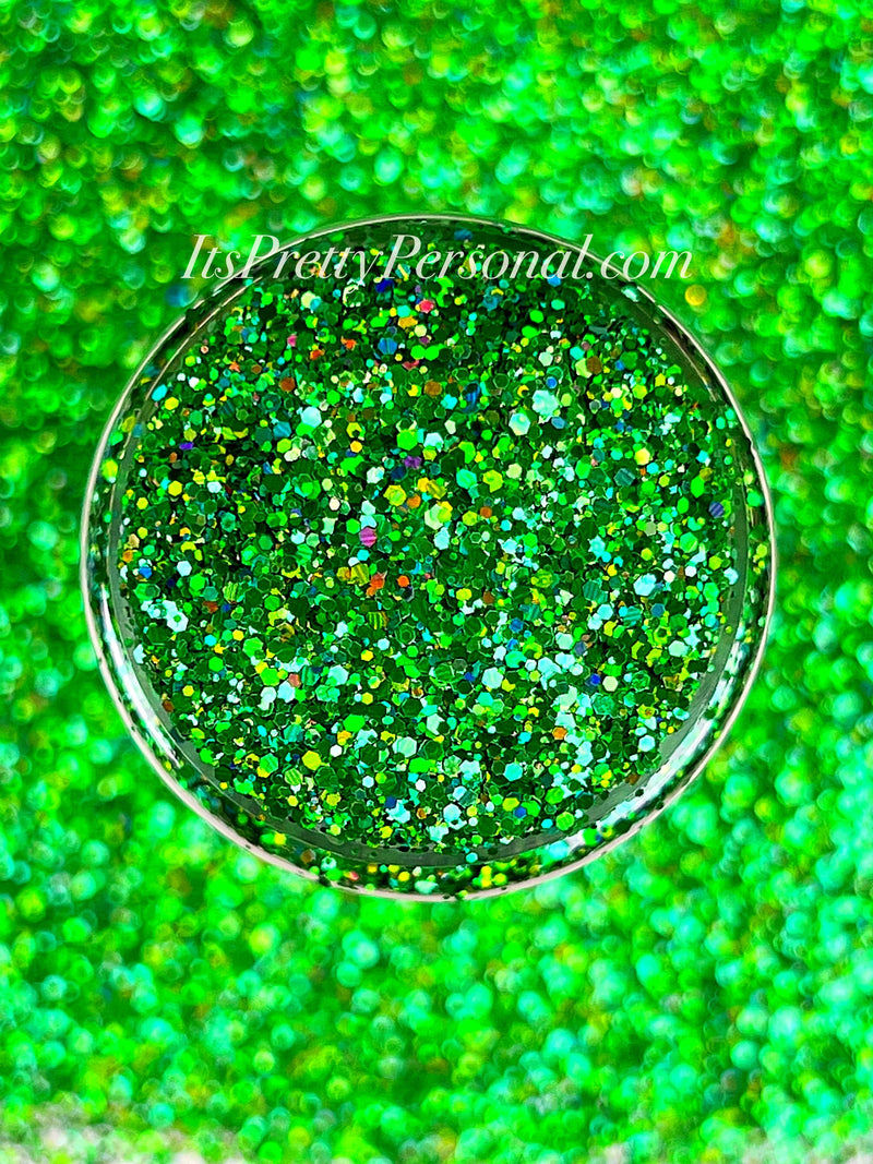 SCHMedium Cut- "Cash Me Outside" -Green Holographic Glitter