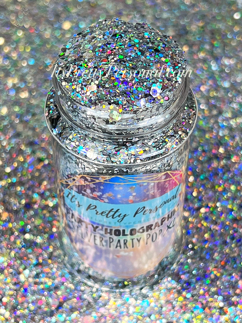 "Silver Party Pop XL" -PARTY HOLOGRAPHIC- Silver Holographic Glitter