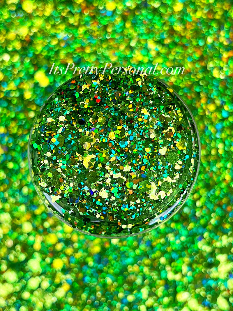 "Party Green Queen XL" -PARTY HOLOGRAPHIC- Green Holographic Glitter