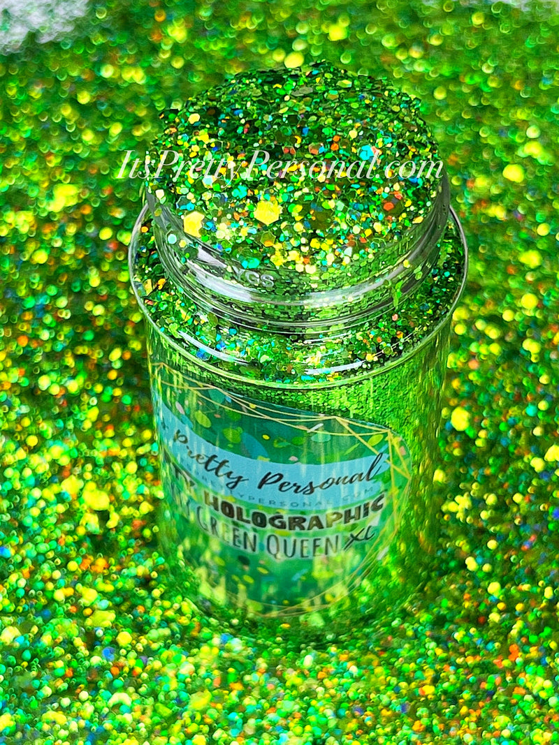 "Party Green Queen XL" -PARTY HOLOGRAPHIC- Green Holographic Glitter