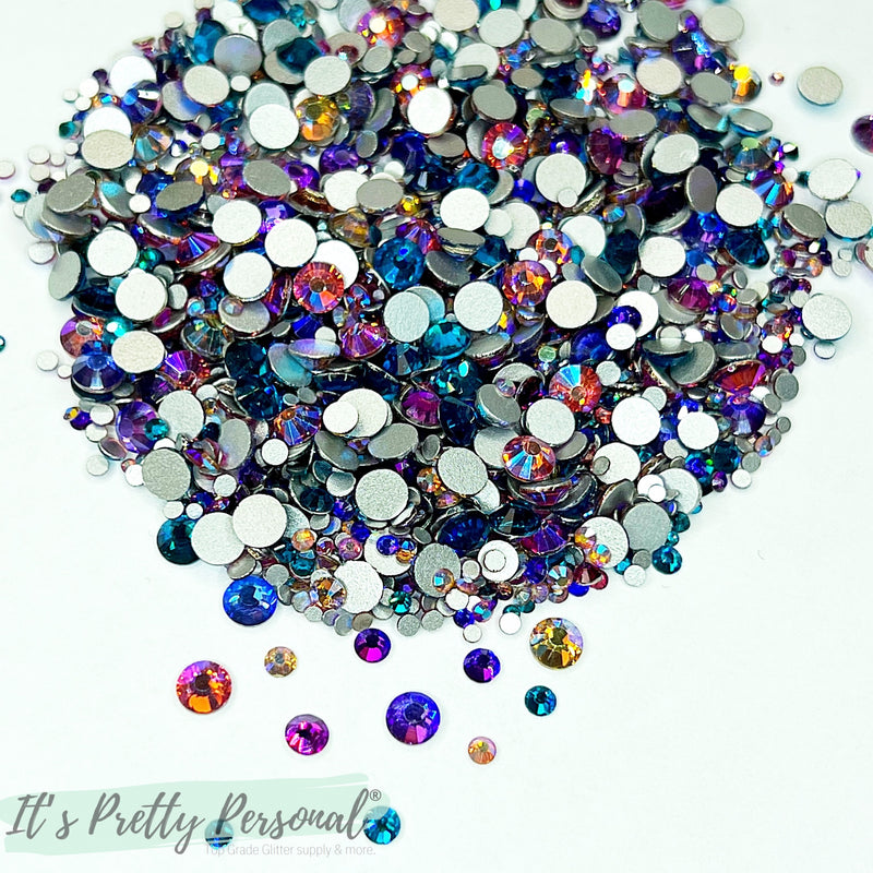 "Peacock Paradise"- LIMITED EDITION! Multi Size MIX!  -Glass Rhinestones