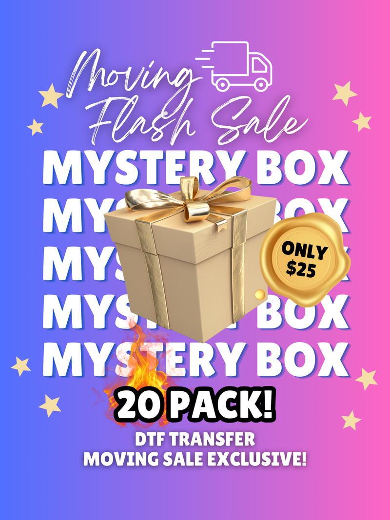 MOVING FLASH SALE! Extreme discount-Mystery DTF Transfer Bundle! 20 TRANSFERS TOTAL!!