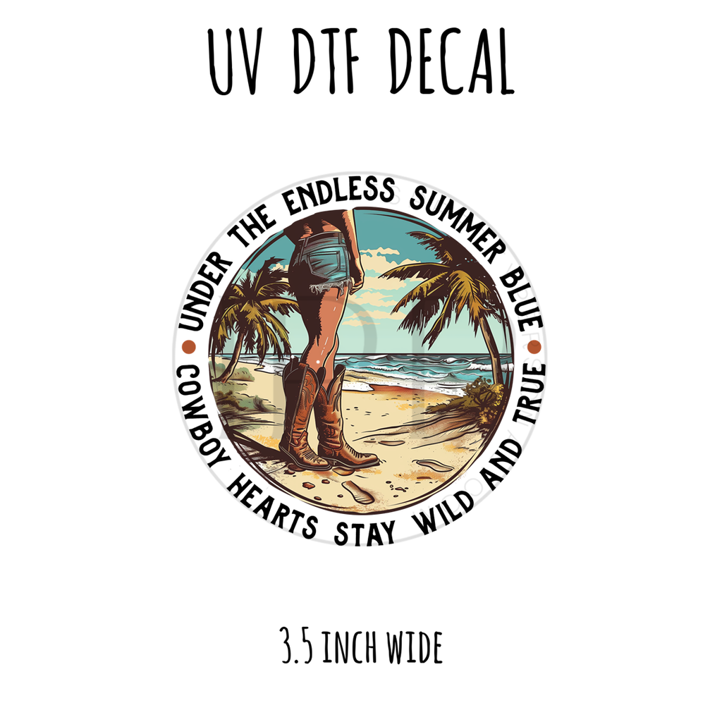 #118-Nautical Summer Cowgirl- 3.5 inch wide UV DTF decal