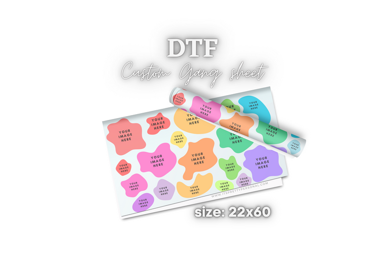 22"x60" Custom DTF Gang Sheet- Design Your Own! (Fabric DTF prints, NOT UV Decal)