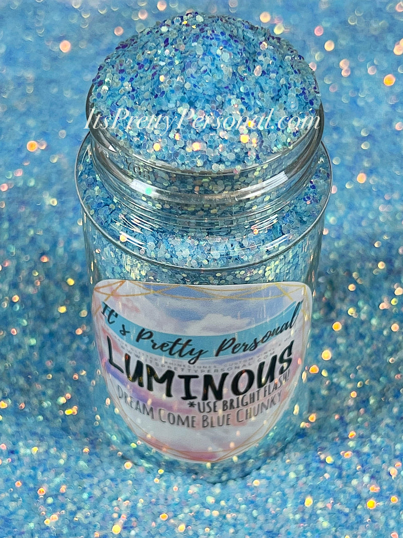"Dream Come Blue Chunky” (Medium Cut)- Luminous Reflective Glitter Collection