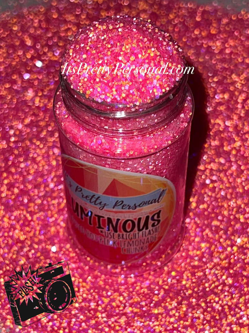 “Twisted Hot Pink Lemonade Chunky” (Medium Cut)- Luminous Reflective Glitter Collection