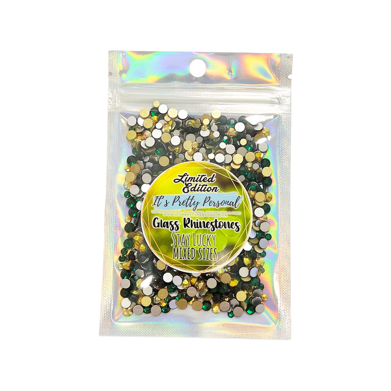 "Stay Lucky"- LIMITED EDITION! Multi Size MIX!  -Glass Rhinestones